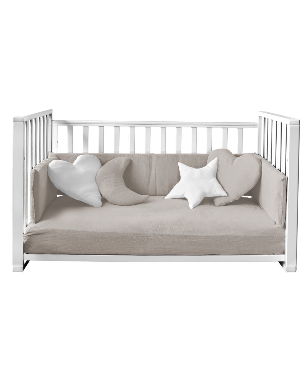 Letto infinito bianco c/tessile muslin sabbia - italbaby