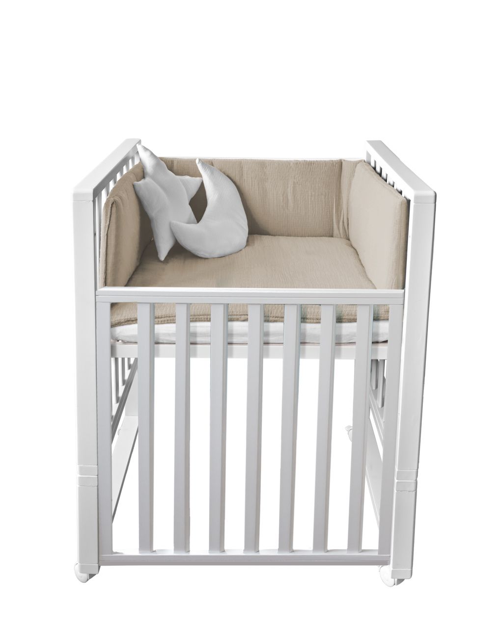 Letto infinito bianco c/tessile muslin sabbia - italbaby