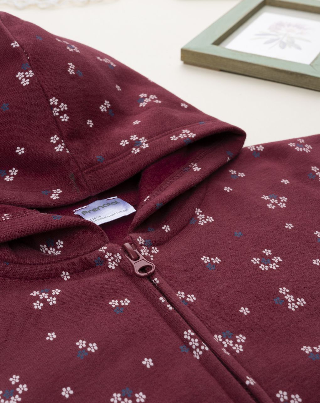 Felpa bimba bordeaux fiori allover