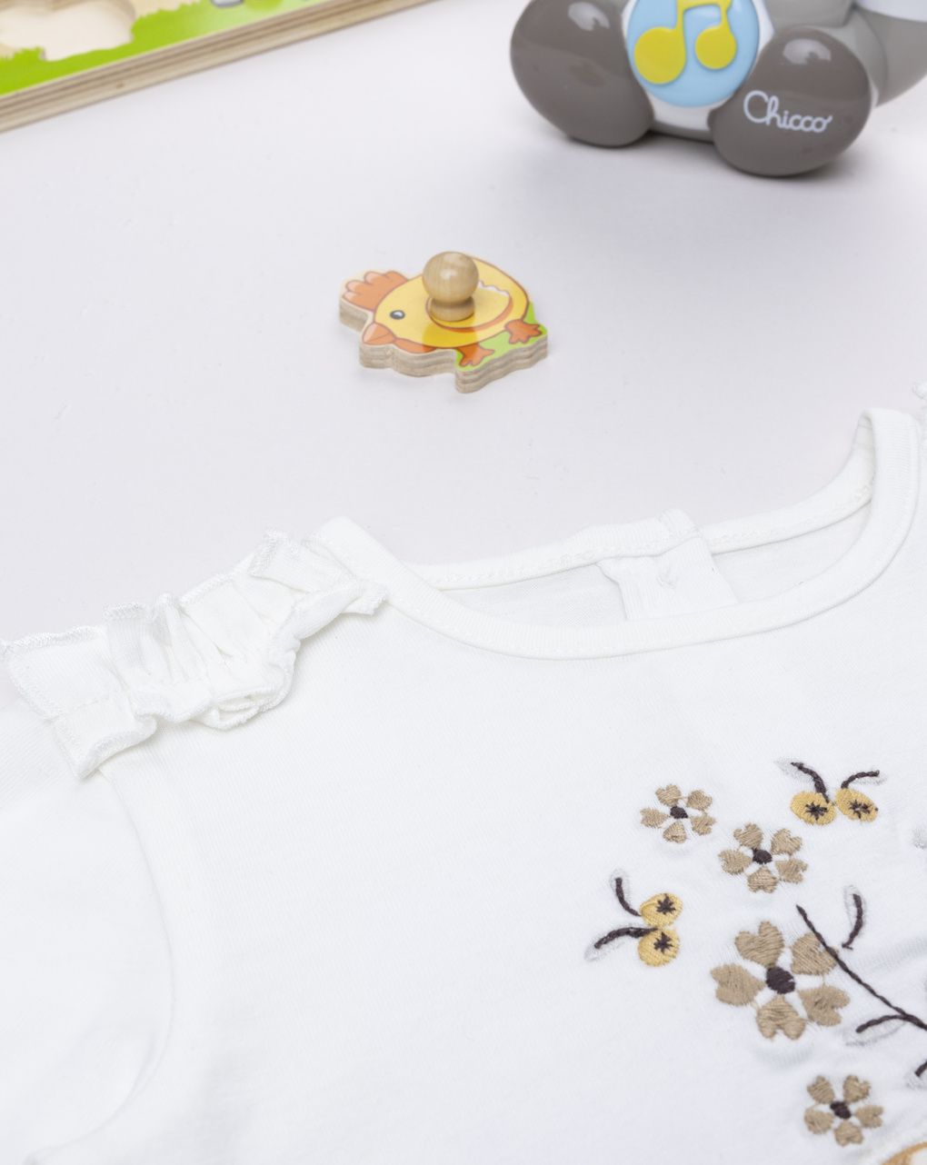 T-shirt bimba bianca stampa volpe