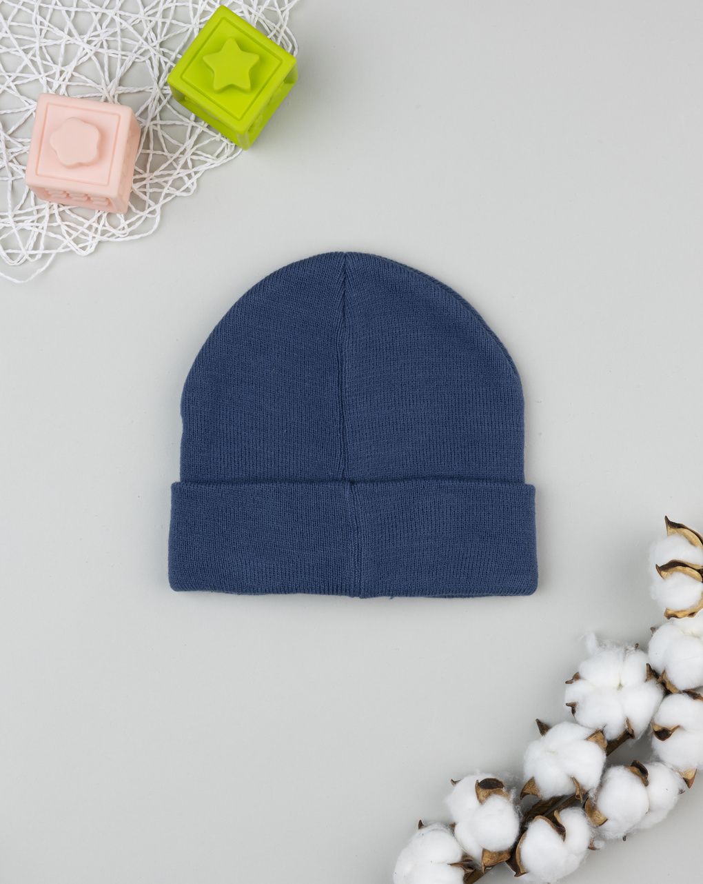 Berretto blu bambina con fiocco