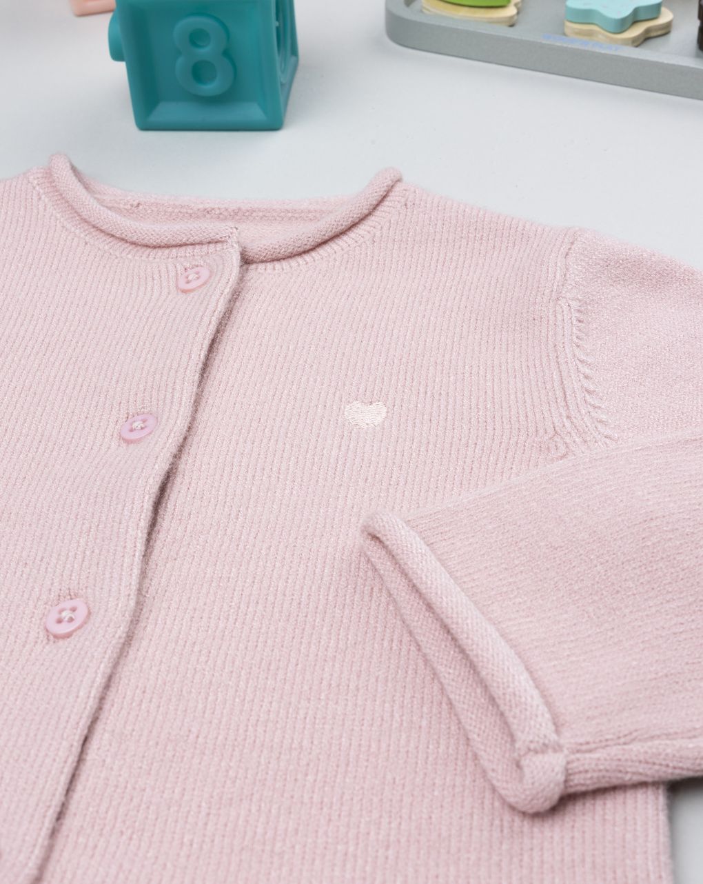Cardigan bimba rosa girocollo