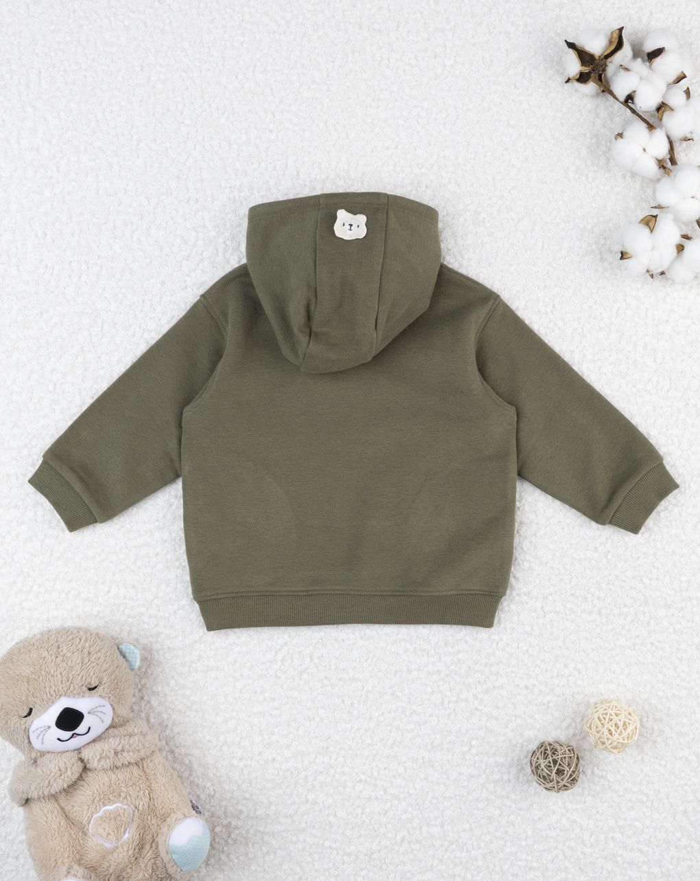 Felpa con cappuccio verde bimbo "bear"