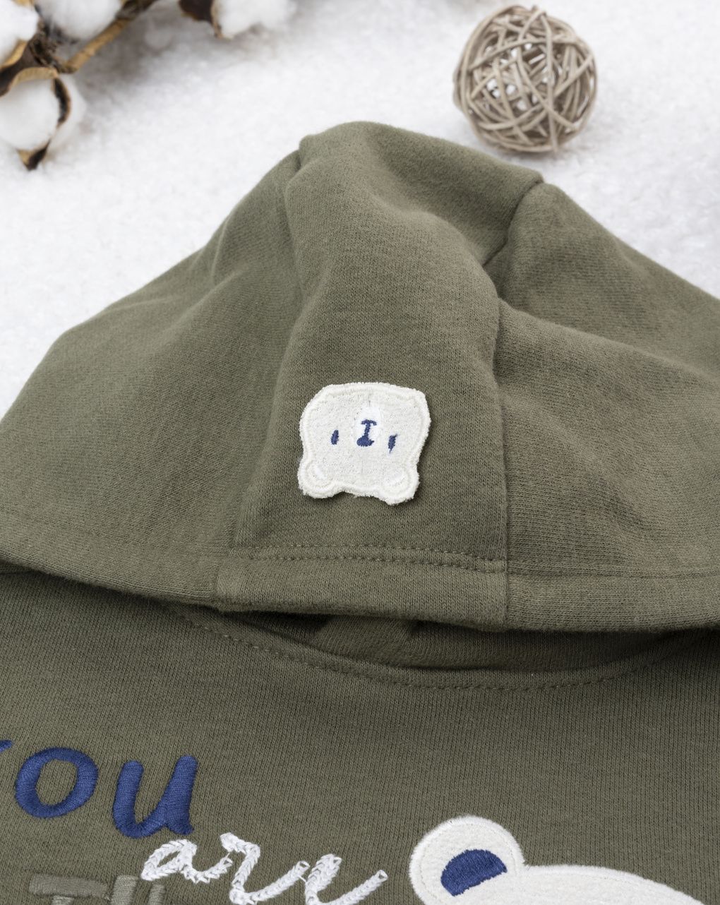 Felpa con cappuccio verde bimbo "bear"
