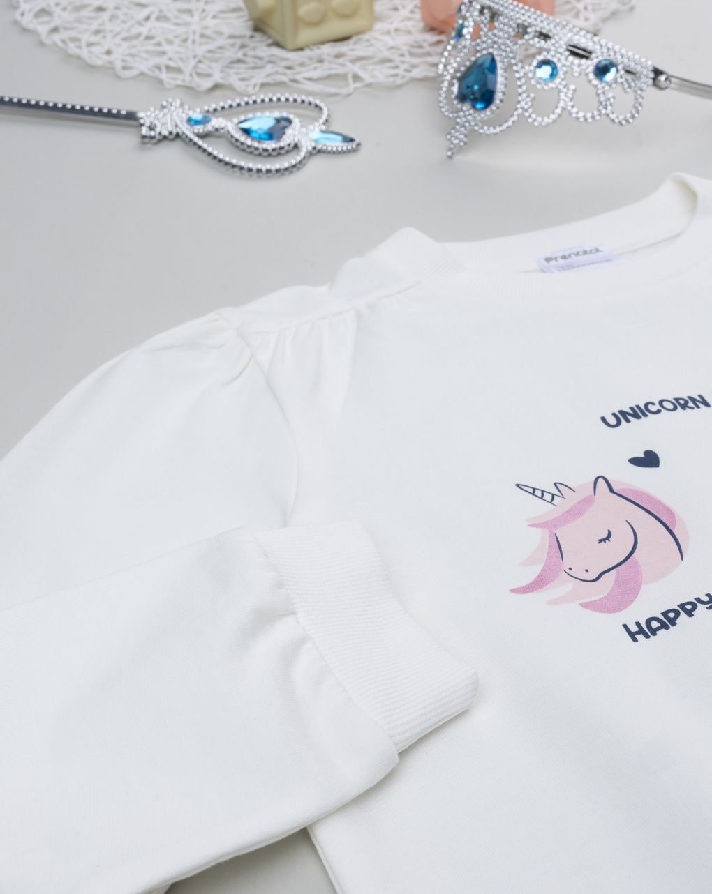 Felpa bambina bianca stampa unicorni