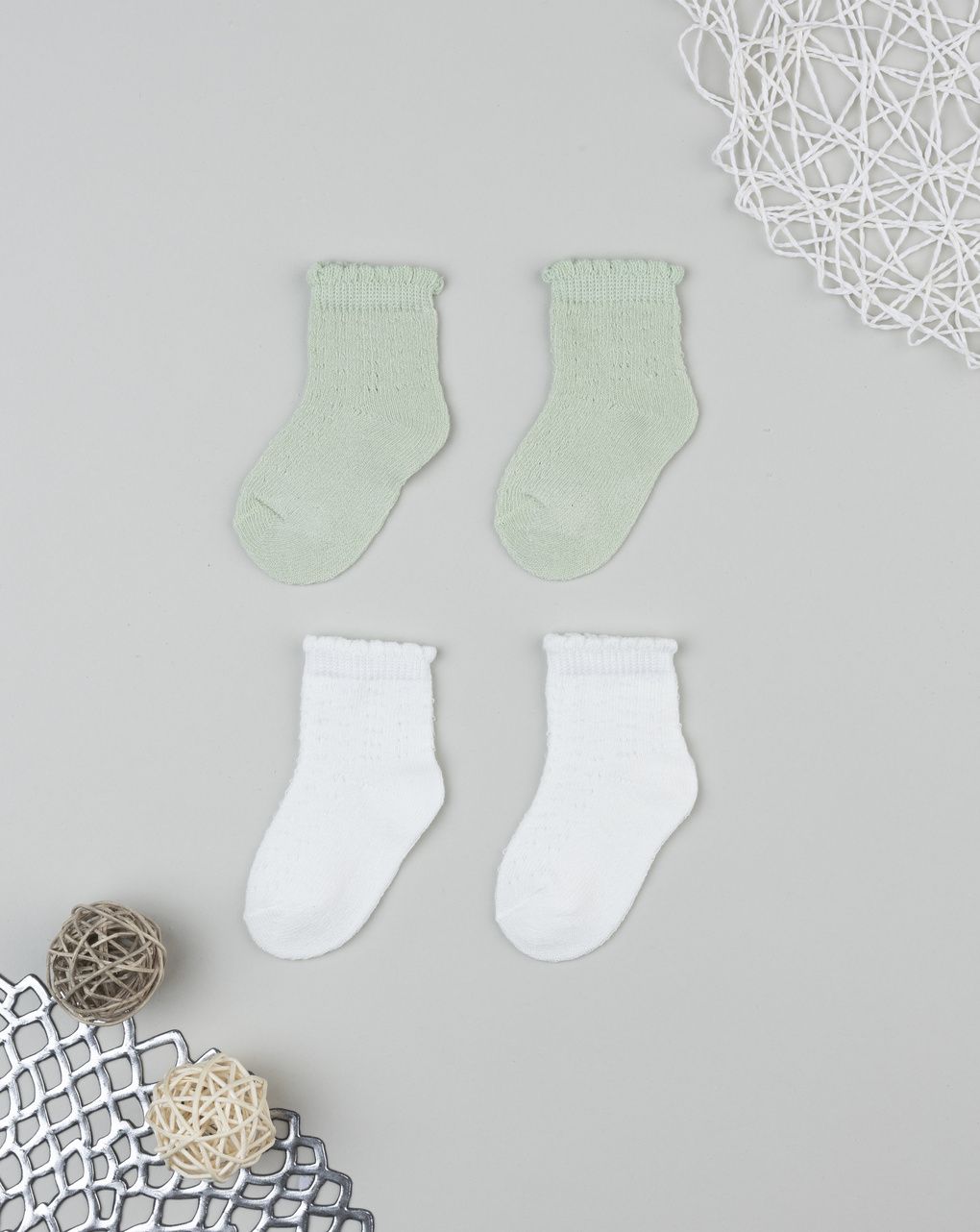 Pack 2 calze bimba bianco/verde
