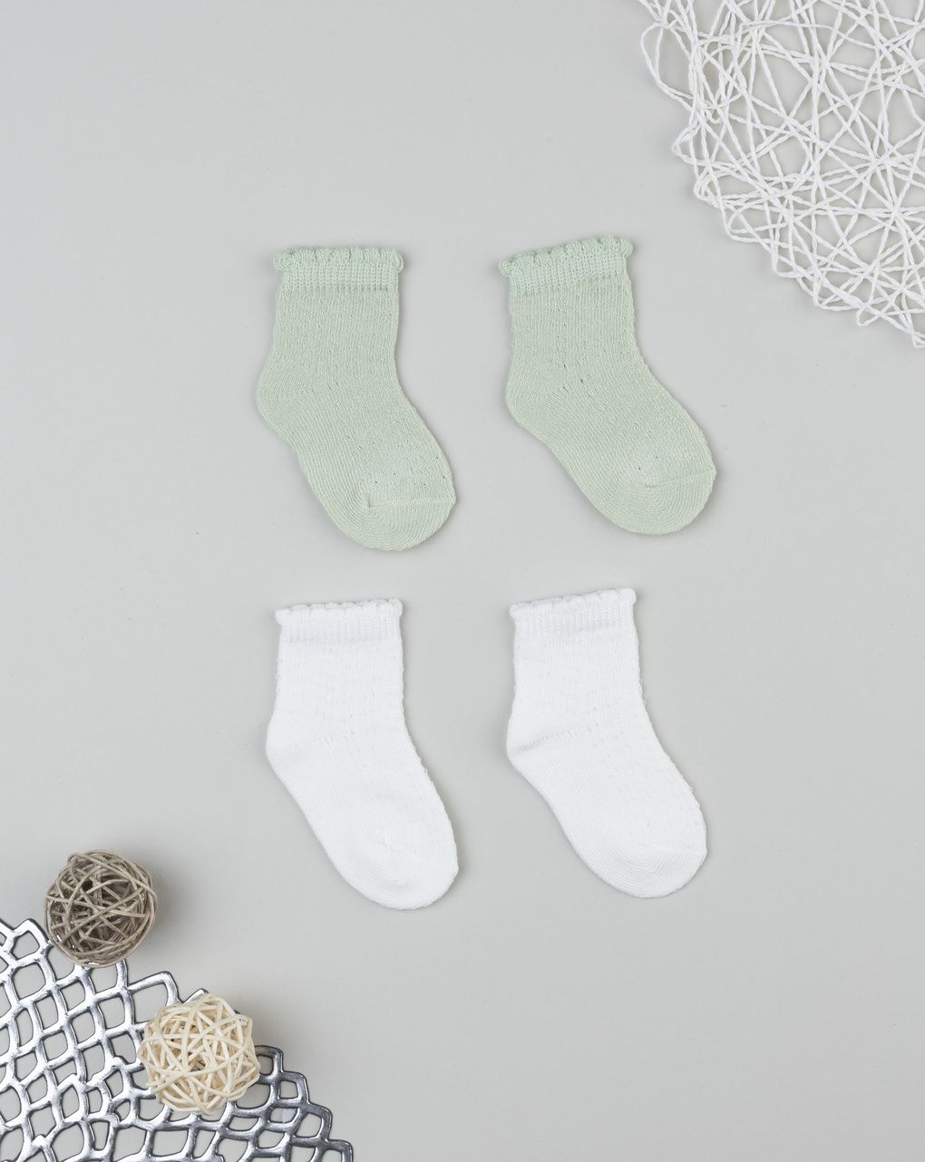 Pack 2 calze bimba bianco/verde
