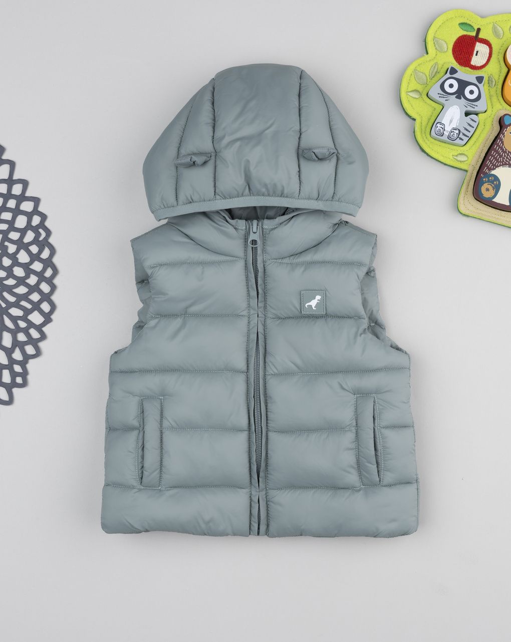 Gilet bimbo verde materiale riciclato