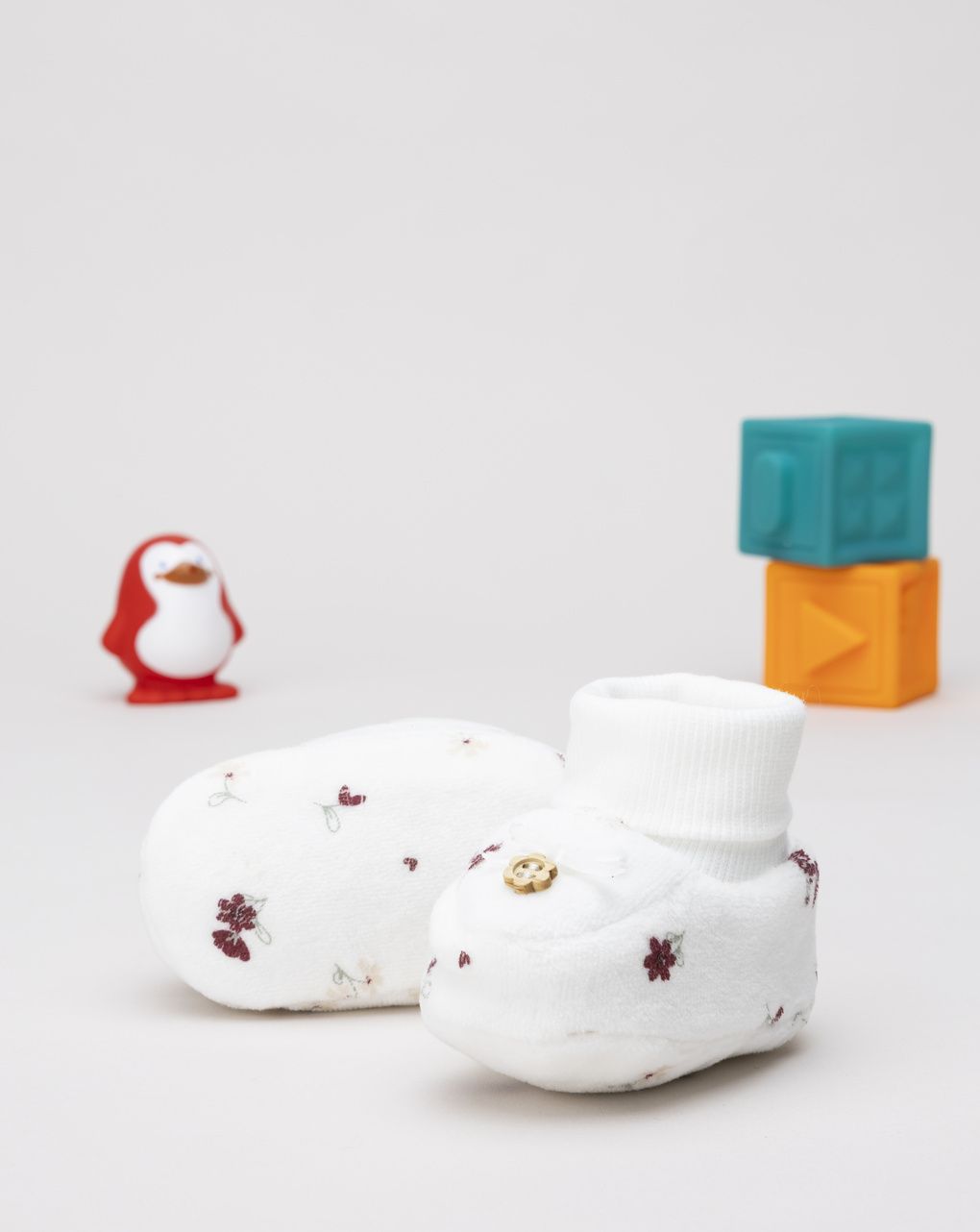 Babbucce neonata ciniglia fiorellini