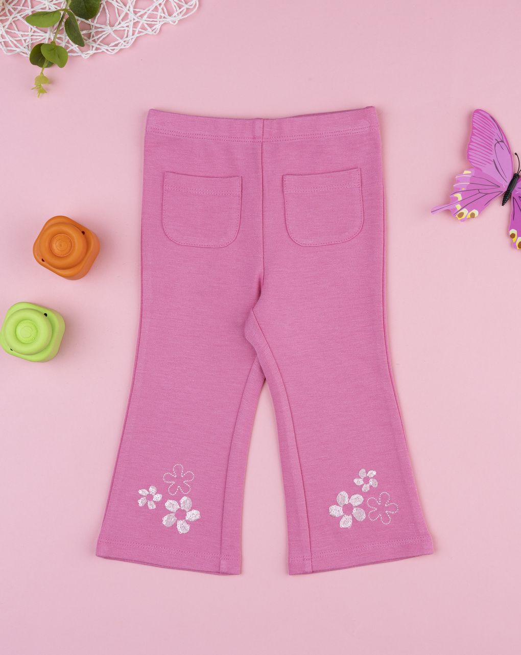 Legging zampa rosa bimba ricami fiori