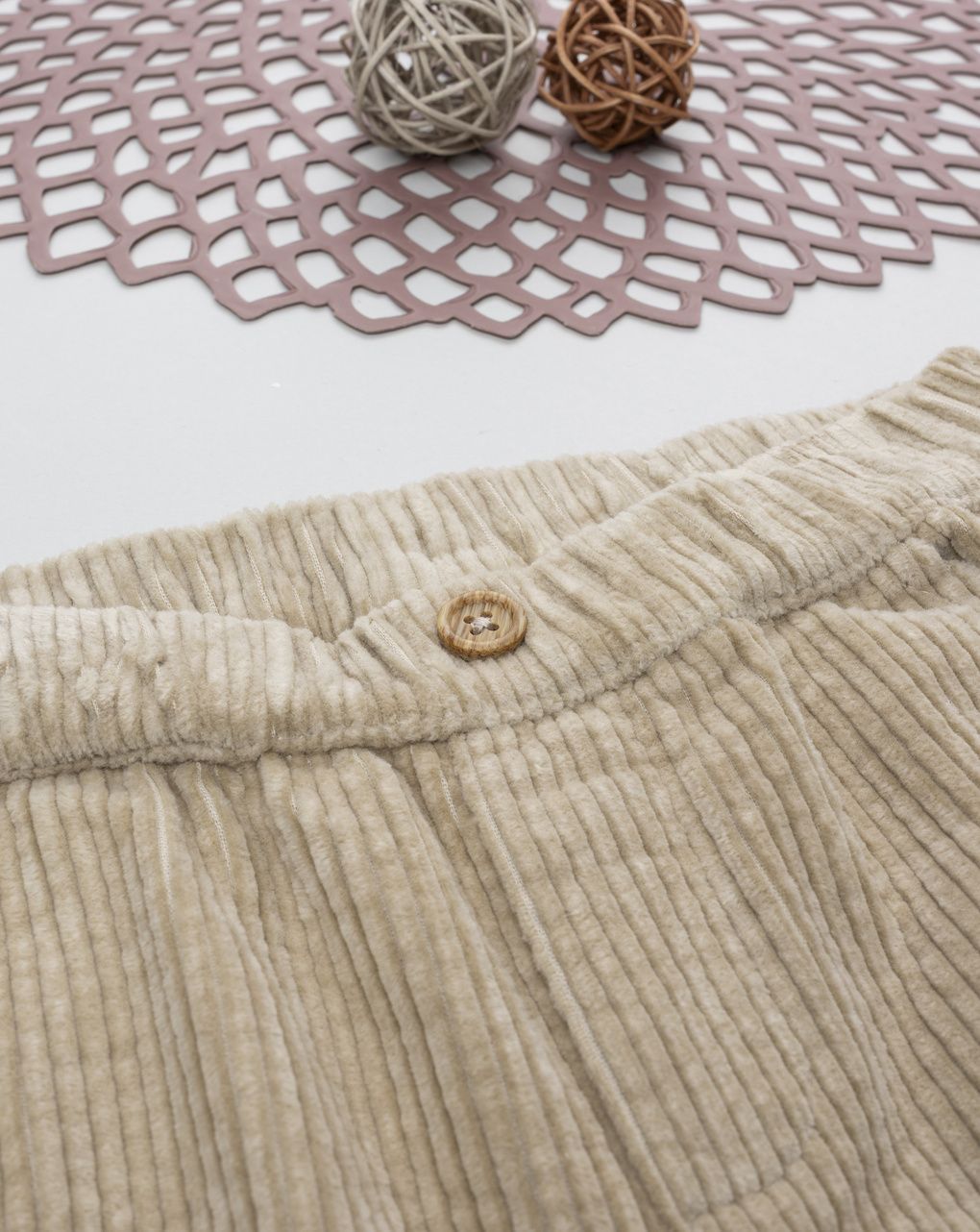 Pantalone coste bambino beige