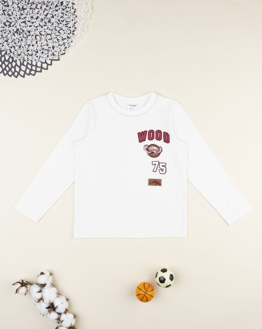 T-shirt bambino bianca "wood"