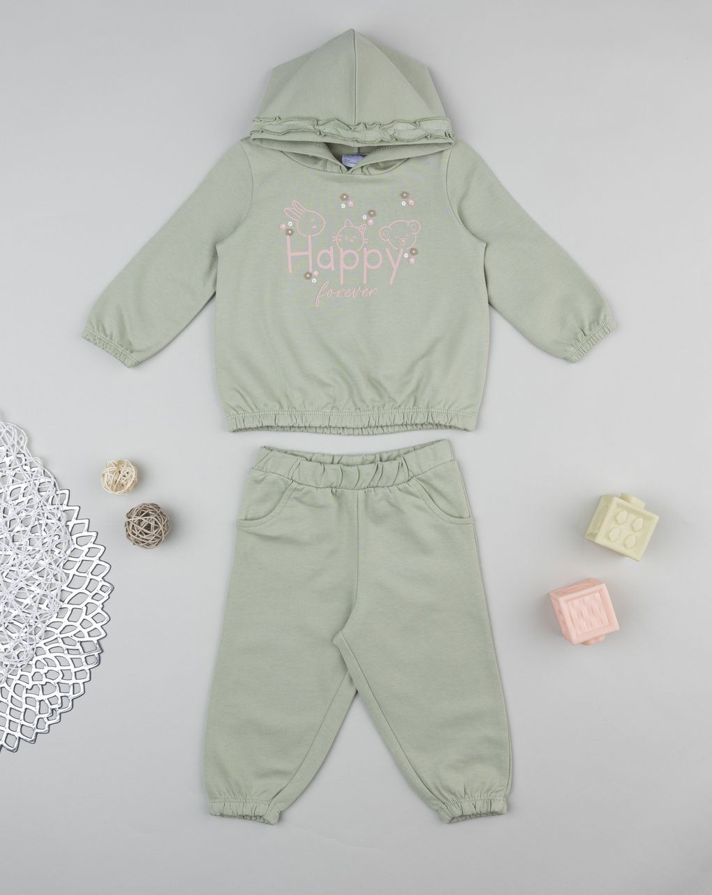 Completo jogging bimba verde "happy"