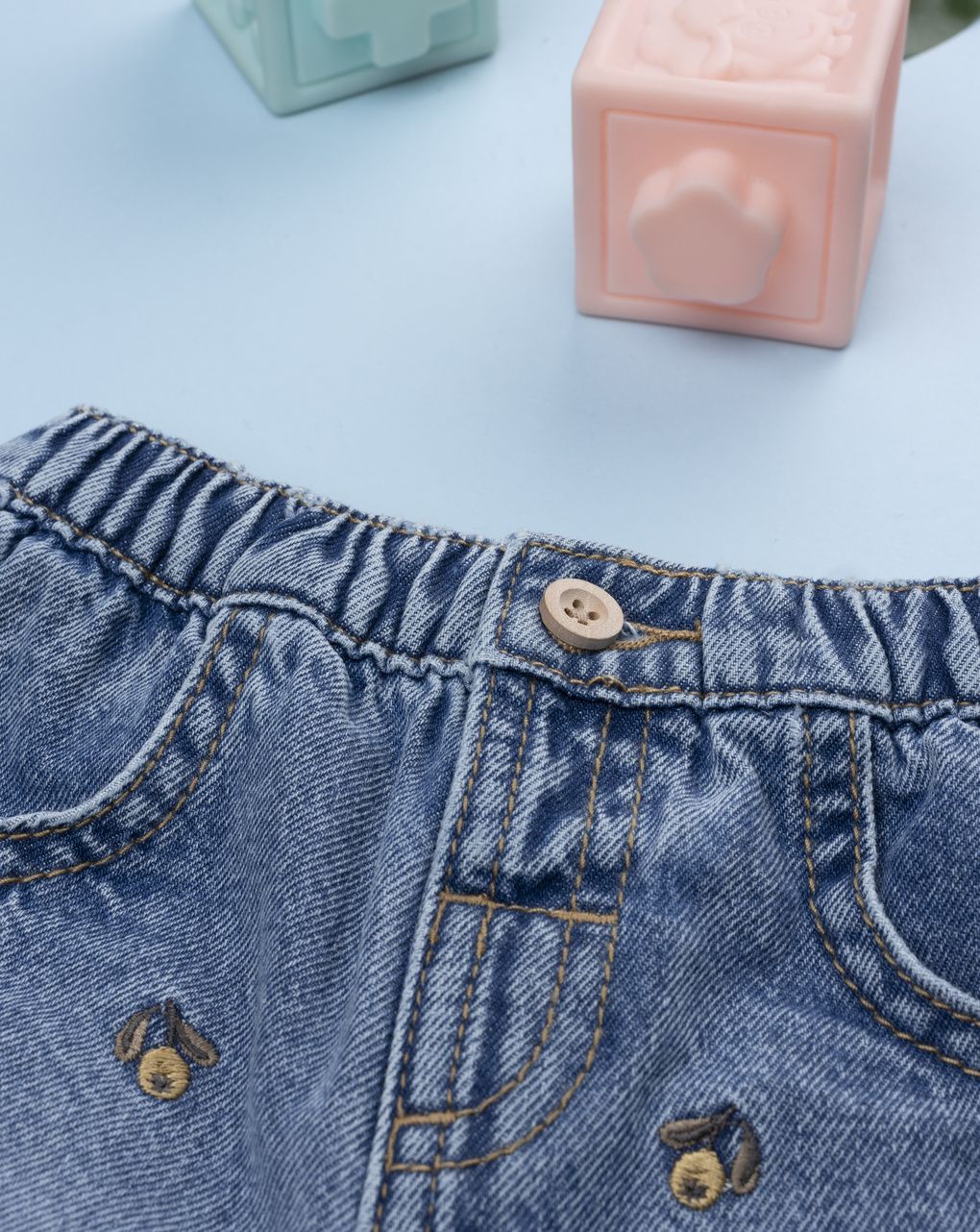 Pantalone denim bimba fiori