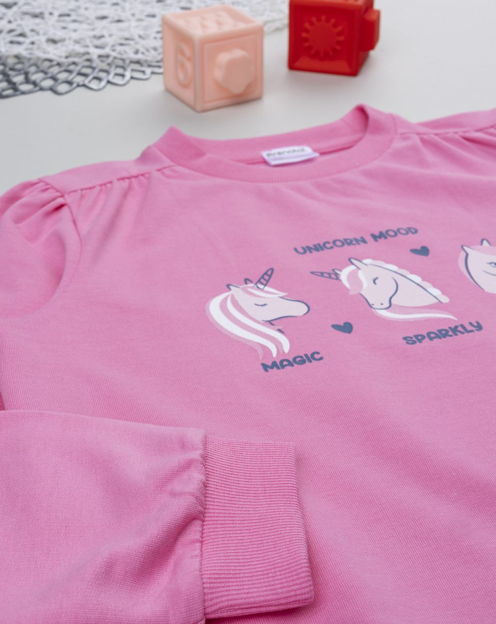 Felpa bambina rosa stampa unicorni