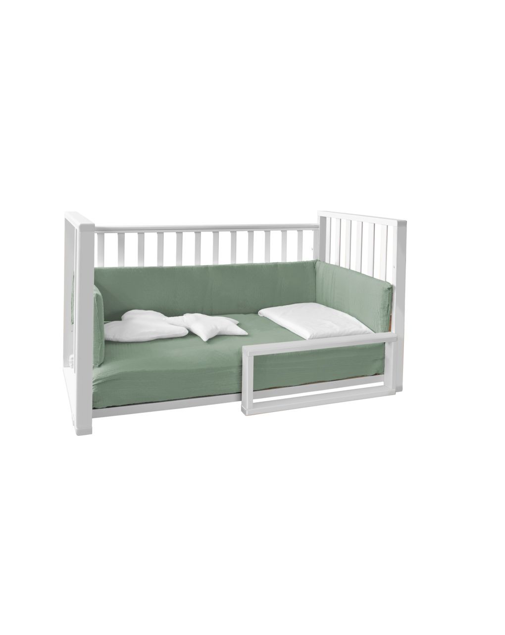 Letto infinito bianco c/tessile muslin verde - italbaby