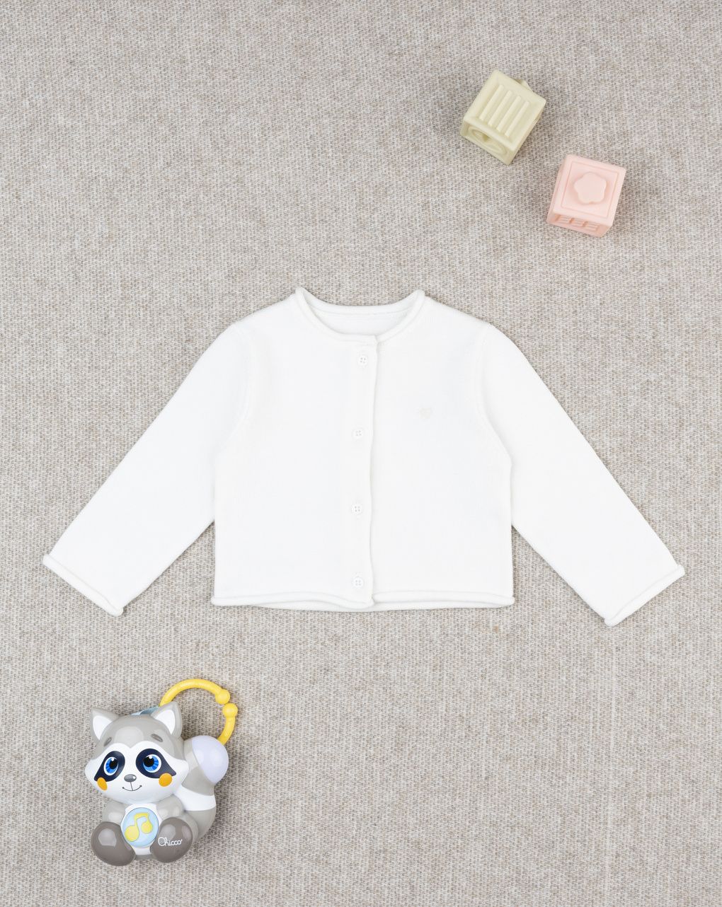 Cardigan bimba bianco girocollo