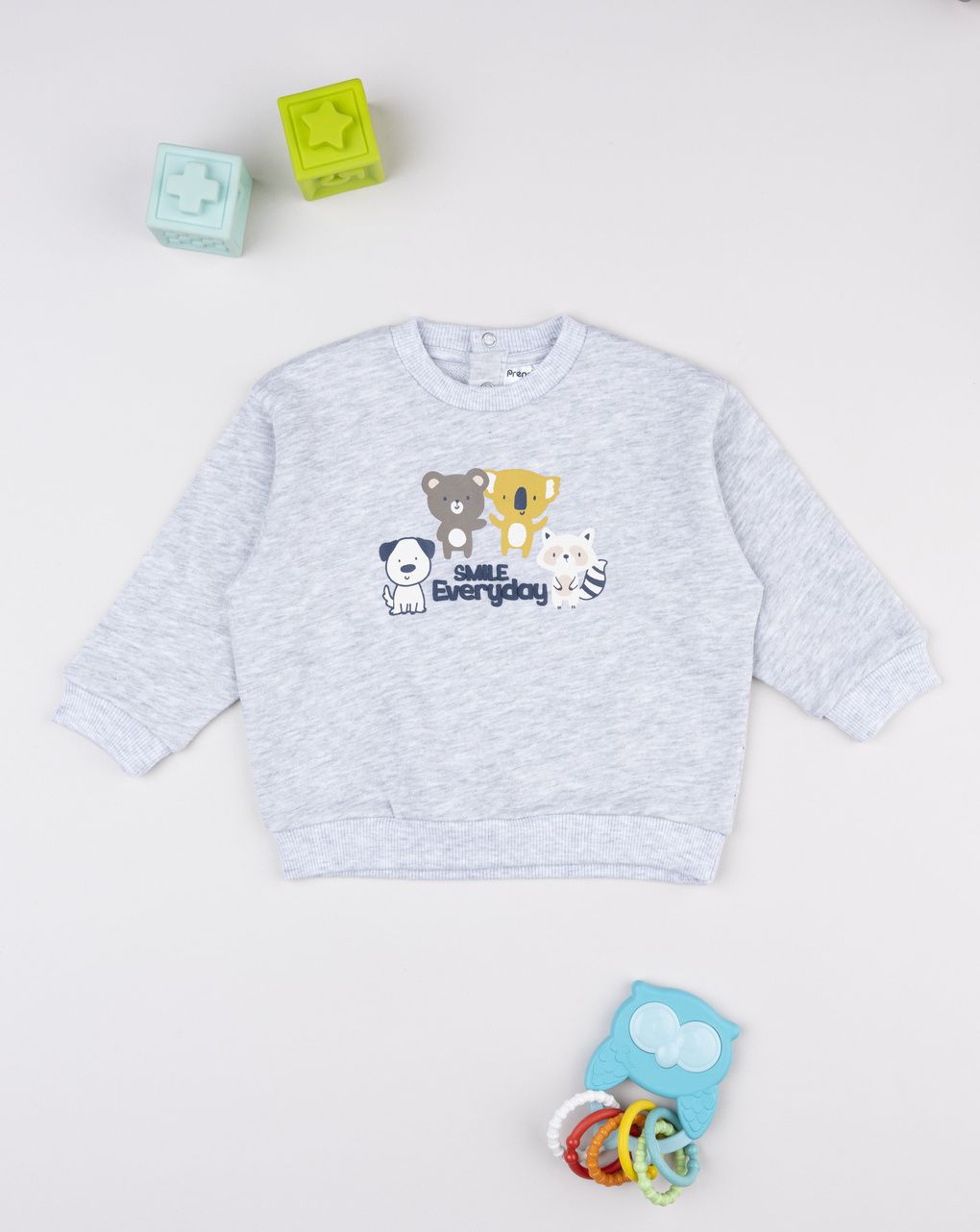 Felpa bimbo grigia stampa "smile everyday"