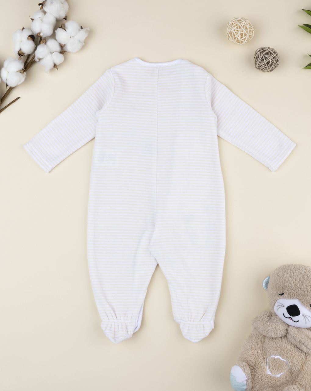 Tutina ciniglia bimbo bianca patch e ricami