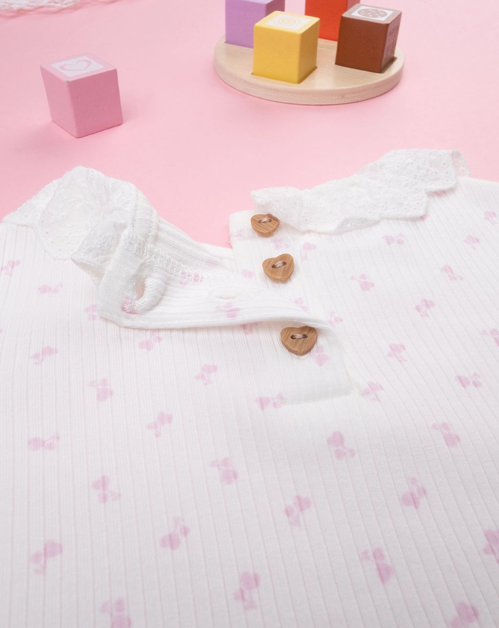 T-shirt coste bimba bianca allover