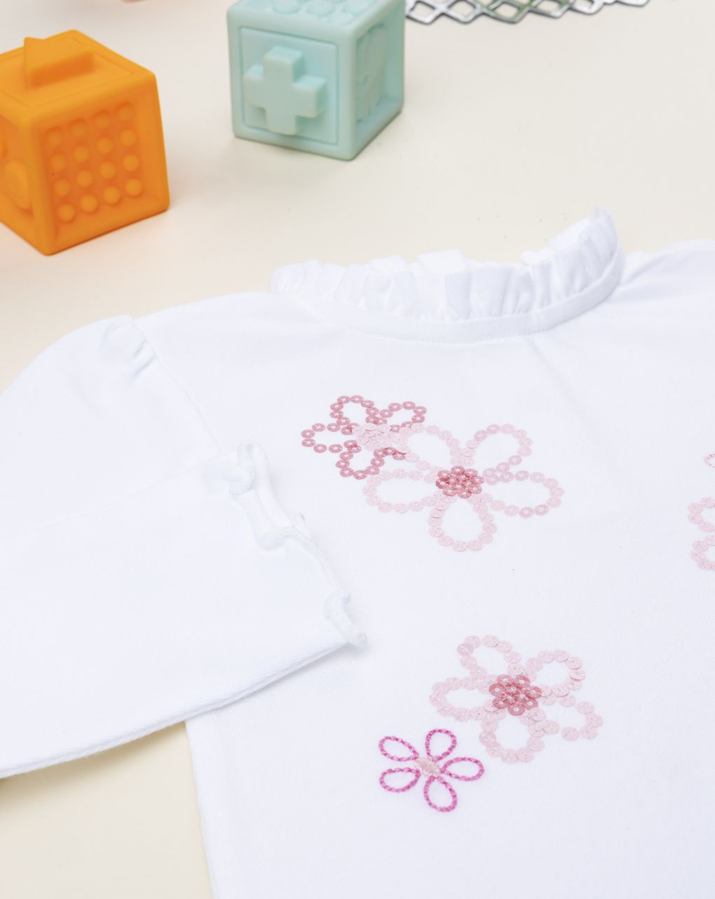Body bimba bianco/rosa fiori