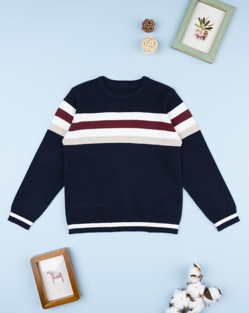 Maglia bimbo bianca/blu righe