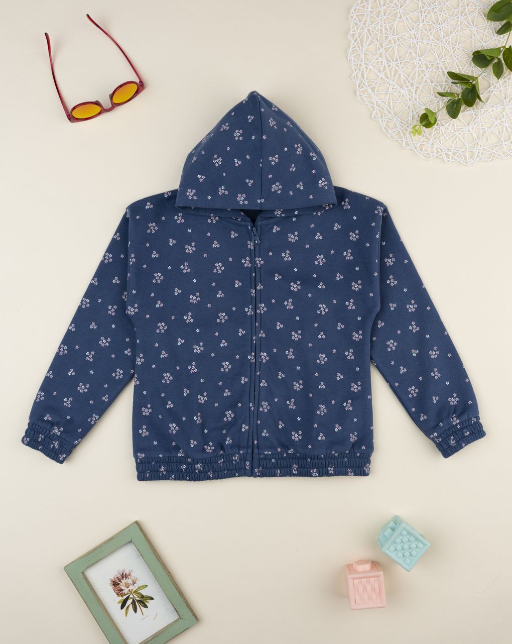 Felpa bimba blu fiori allover