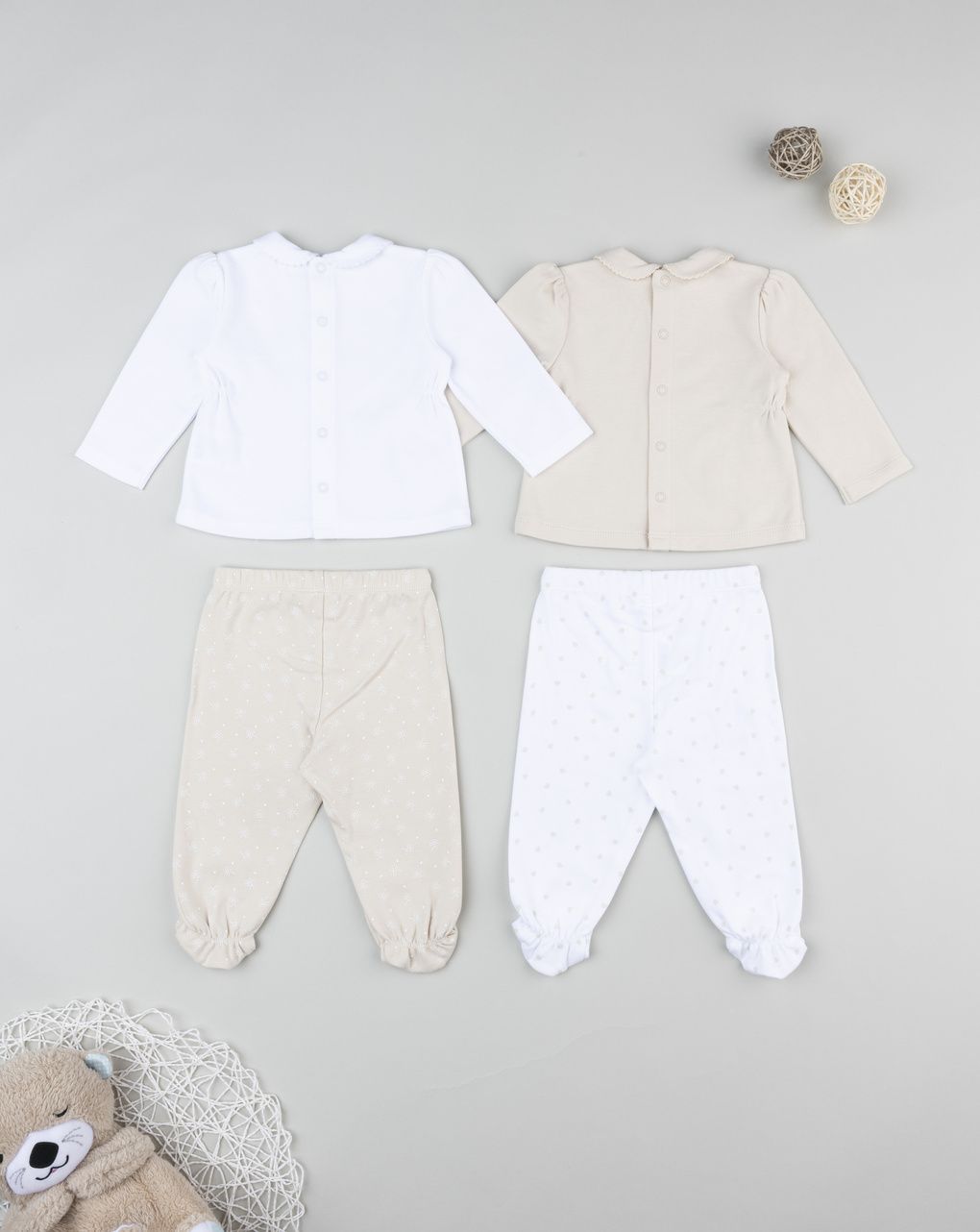 Pack 2 set neonata bianco/beige