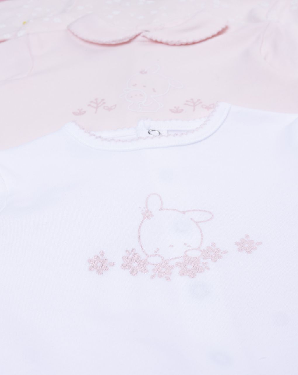 Pack 3 tutine neonata interlock bianco/rosa