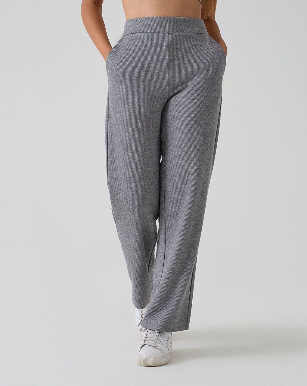 Pantapalazzo premaman fake tricot grigio