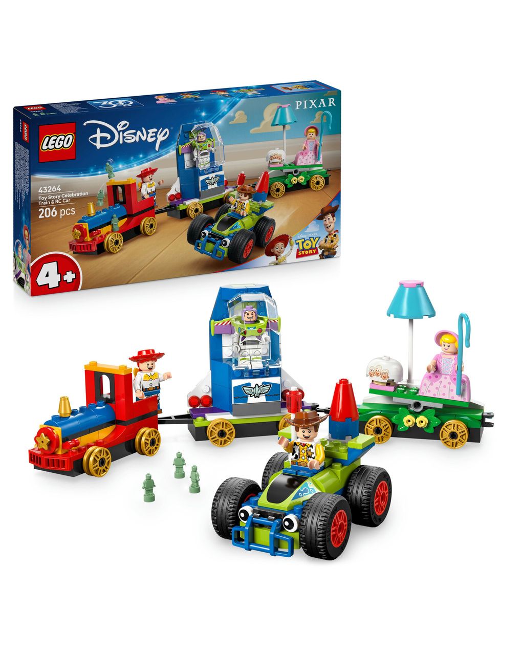 Lego disney pixar 43264 toy story: treno rc, auto, 4 minifigure 4+