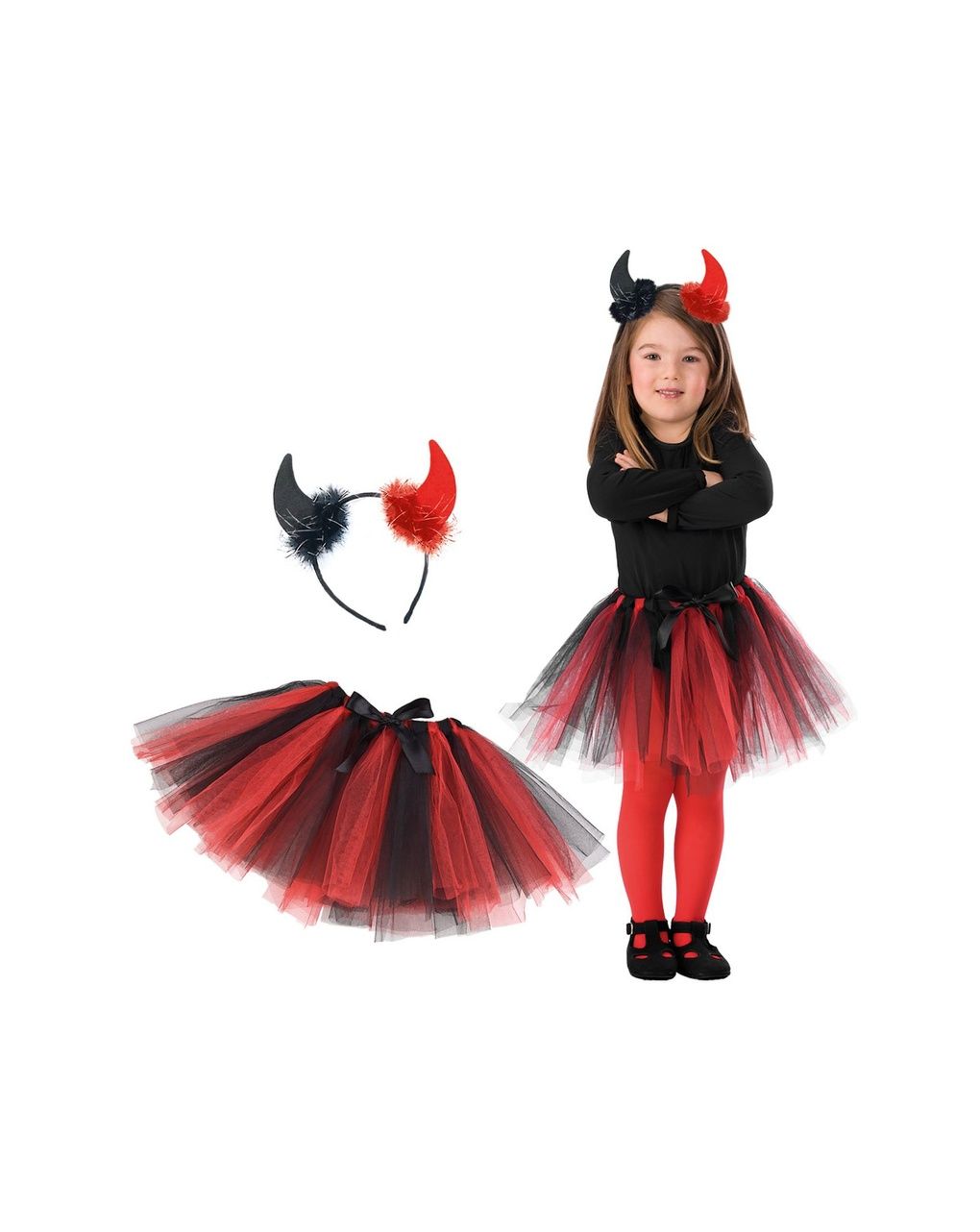 Set diavoletta bambina - gonna cerchietto - carnival toys