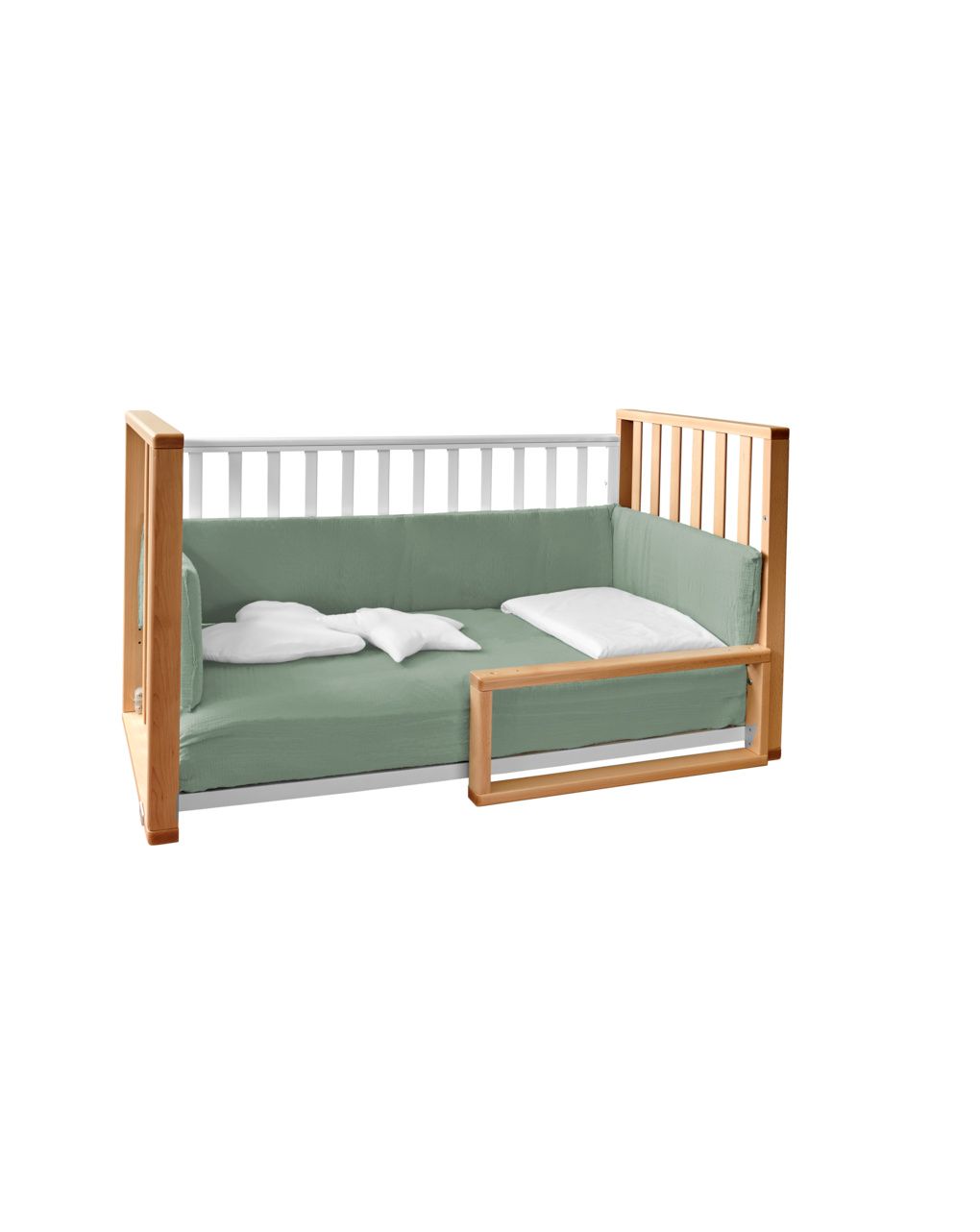 Letto infinito naturale-bianco c/tessile muslin verde - italbaby
