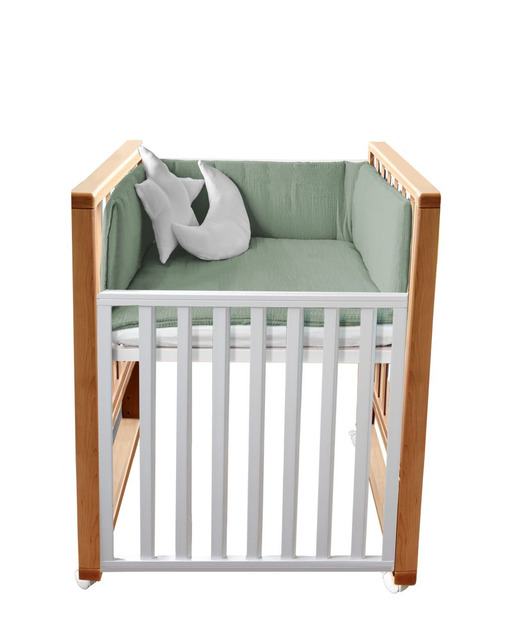 Letto infinito naturale-bianco c/tessile muslin verde - italbaby