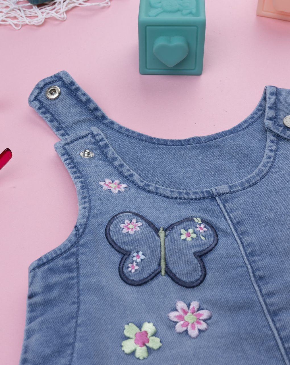 Vestito denim bimba con ricamo