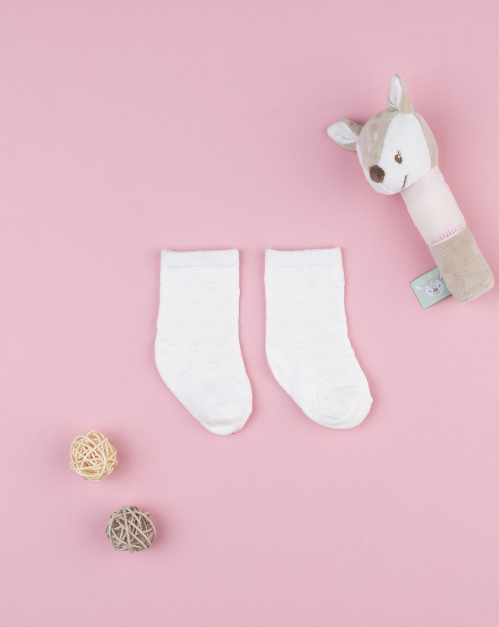 Gambaletto bianco bimba cuori