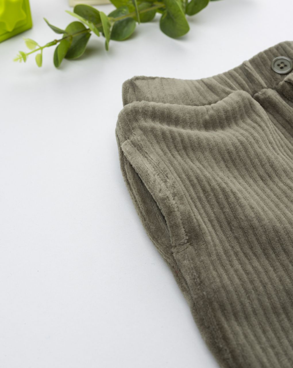 Pantaloni velour bimbo verde