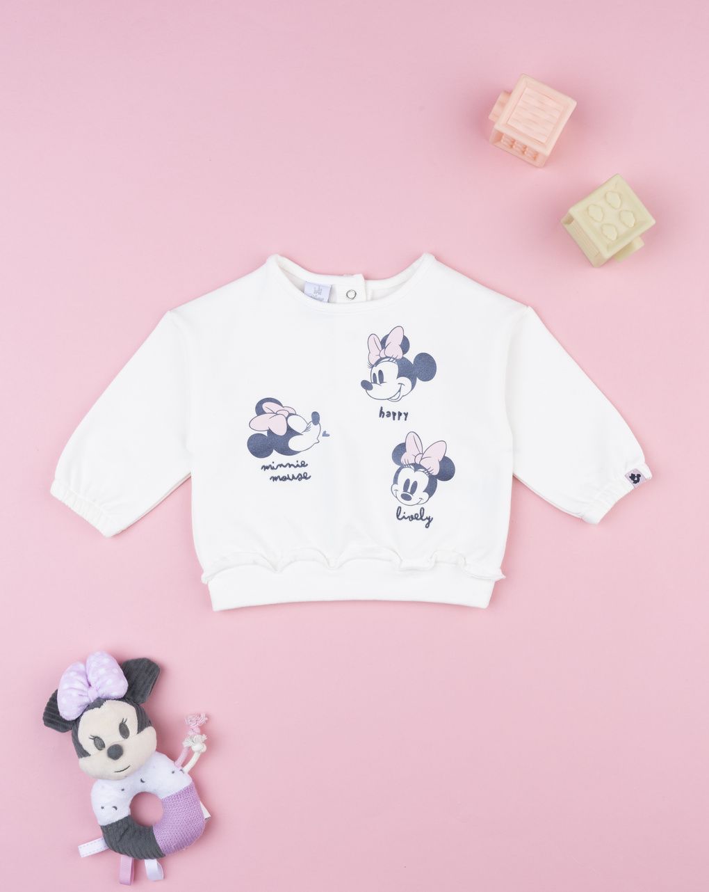 Felpa bianca girocollo bimba minnie