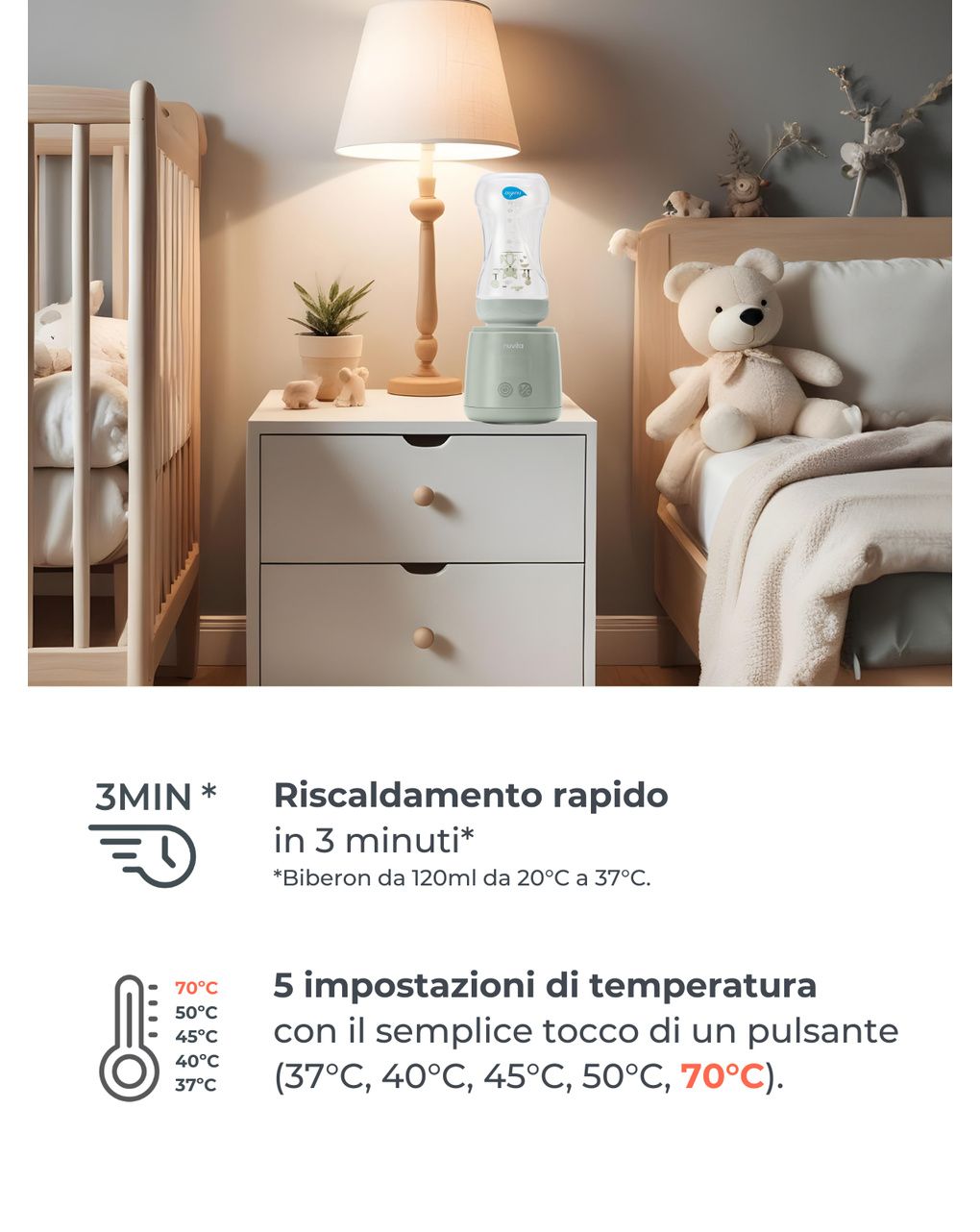 Scaldabiberon portatile mix70 universale con funzione di mescolamento 1164 - nuvita