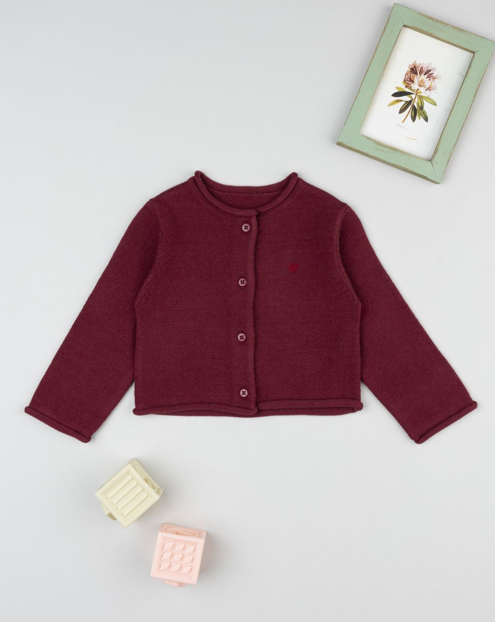 Cardigan bimba bordeaux cuore