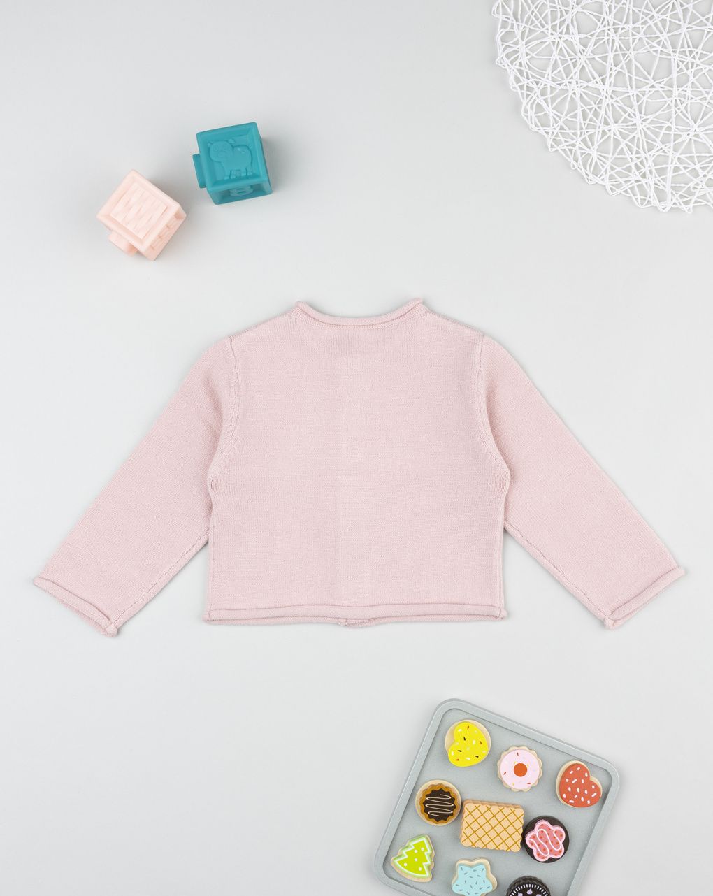 Cardigan bimba rosa girocollo