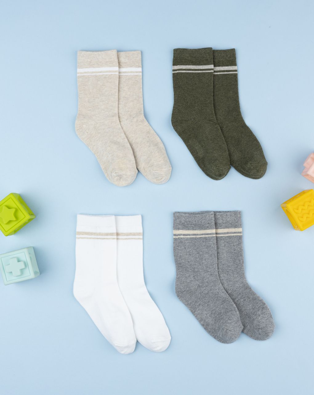 Pack 4 gambaletti bambino riga contrasto