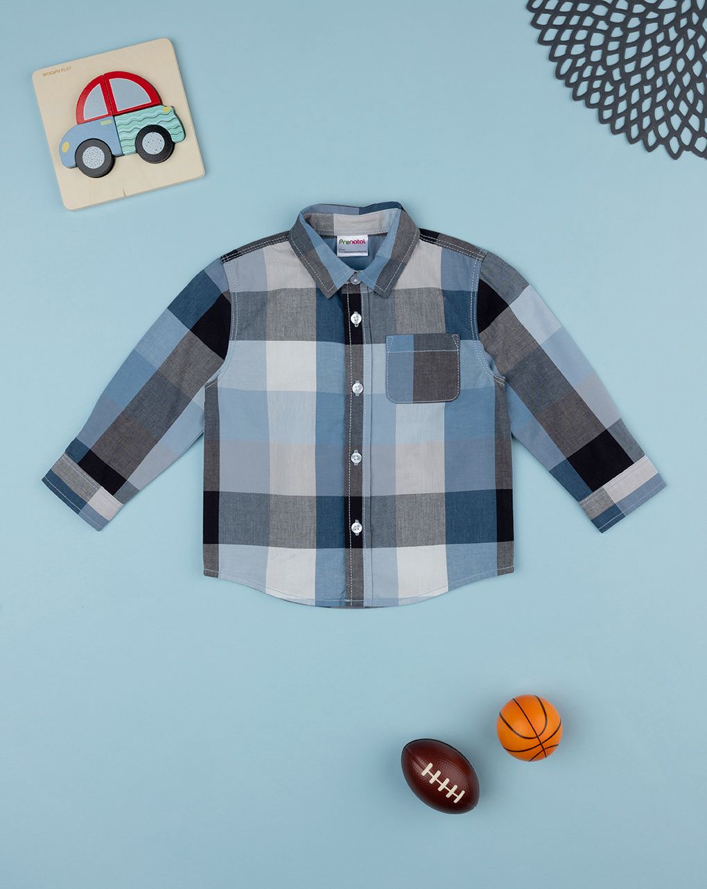 Camicia scozzese bimbo blu