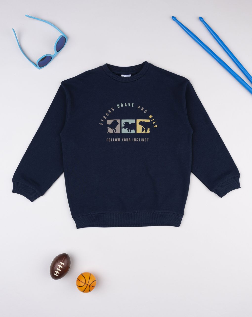 Felpa bimbo blu stampa dinosauri