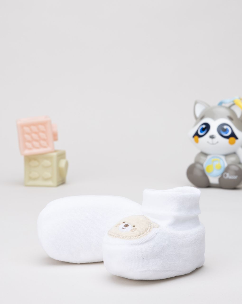 Babbucce neonato bianche patch orso