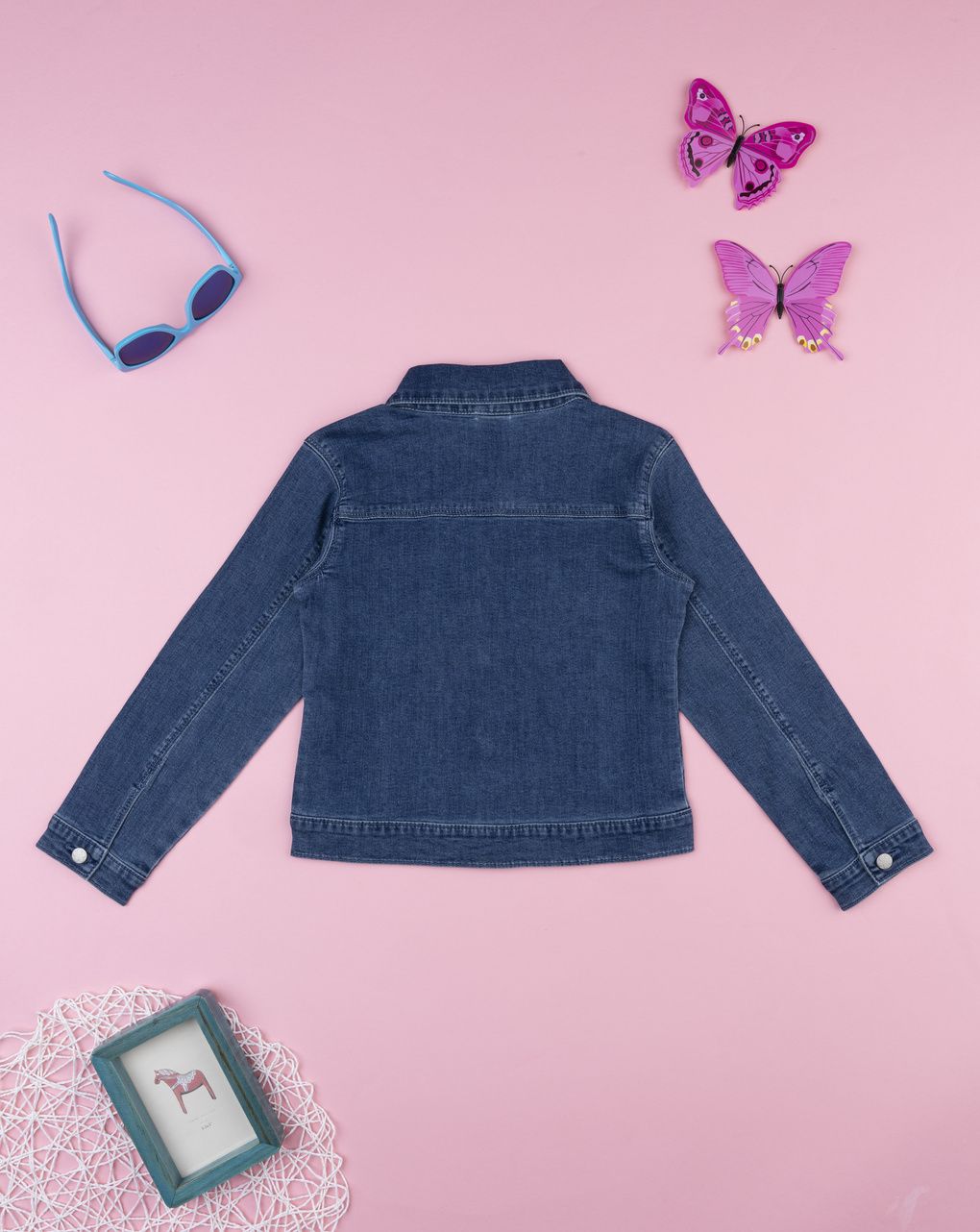 Giubbino denim bimba fiori