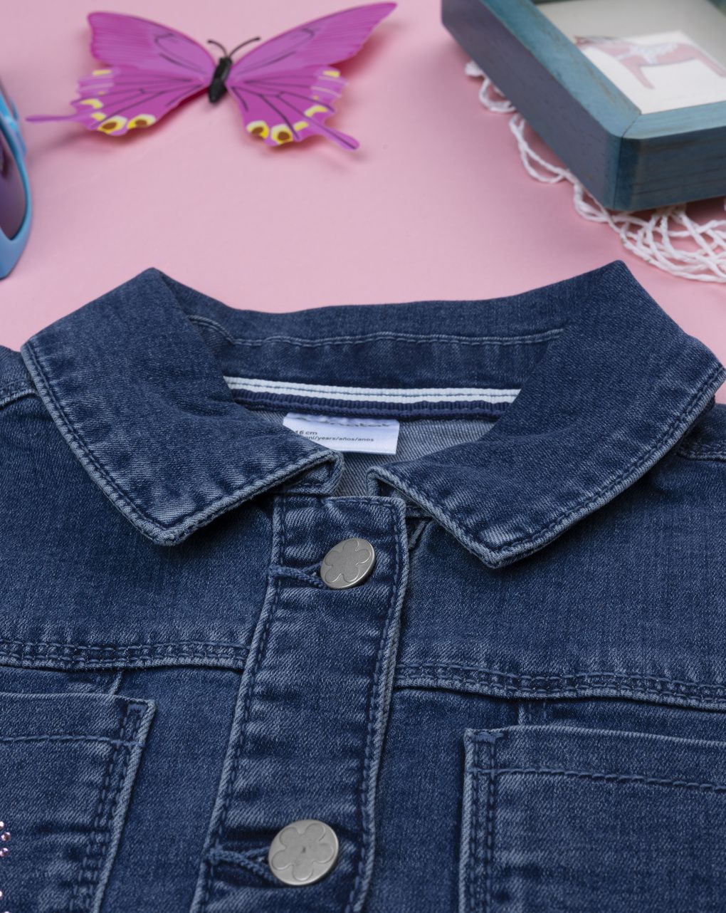 Giubbino denim bimba fiori