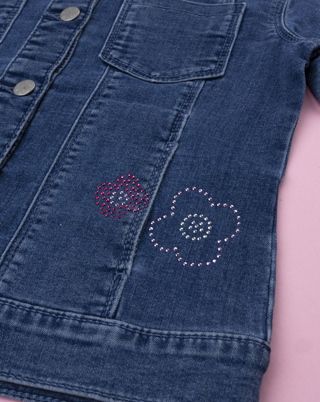 Giubbino denim bimba fiori