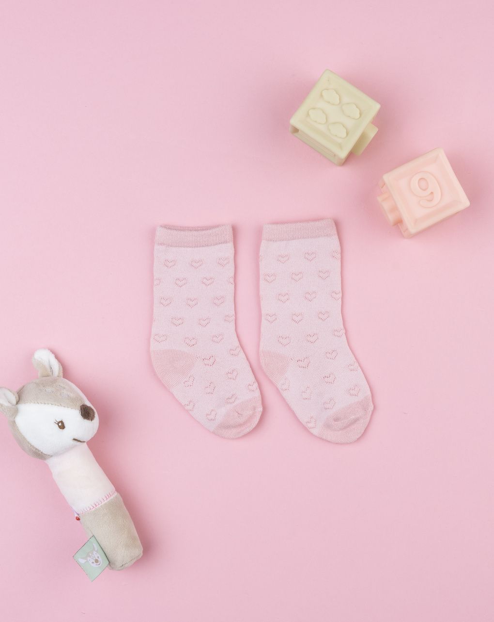 Calze bimba cuori rosa
