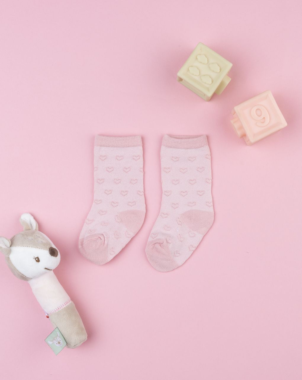 Calze bimba cuori rosa